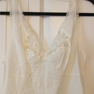 Velrose 100% cotton Elegant White Lace Trim Chemise slip Mexico 32